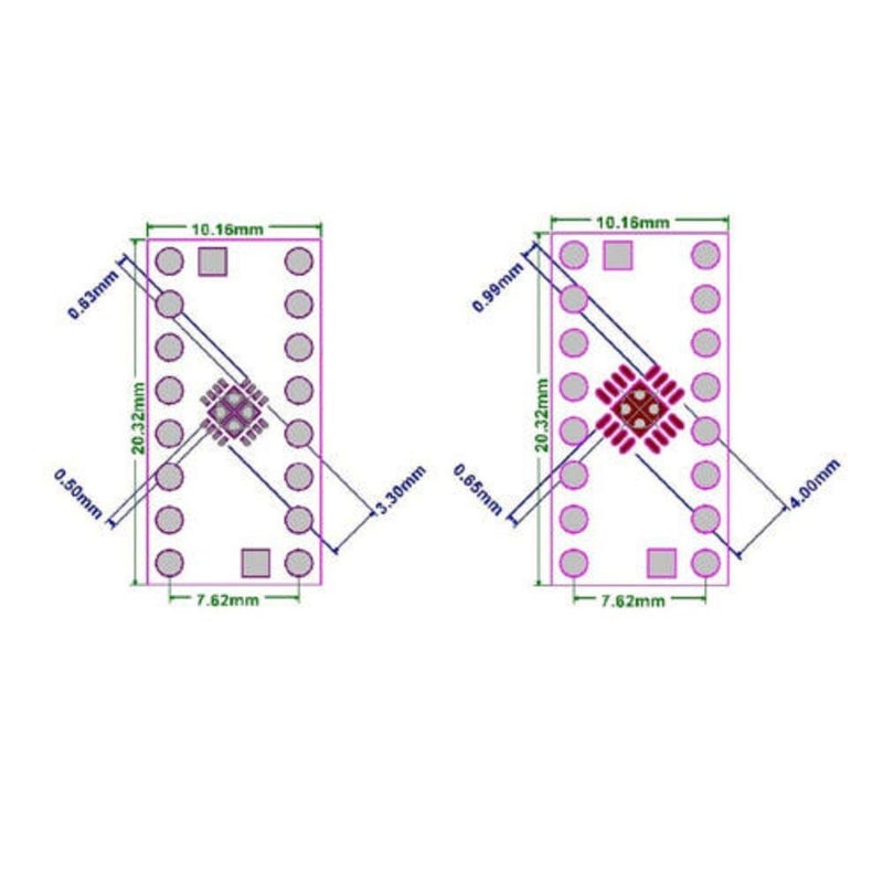 Bestol 5 PCS QFN16 0.65mm 0.5mm to DIP16 Adapter PCB Board Converter Double Sides LGA16 Turn DIP16 Switch PCB (3x3 mm) - Image 2